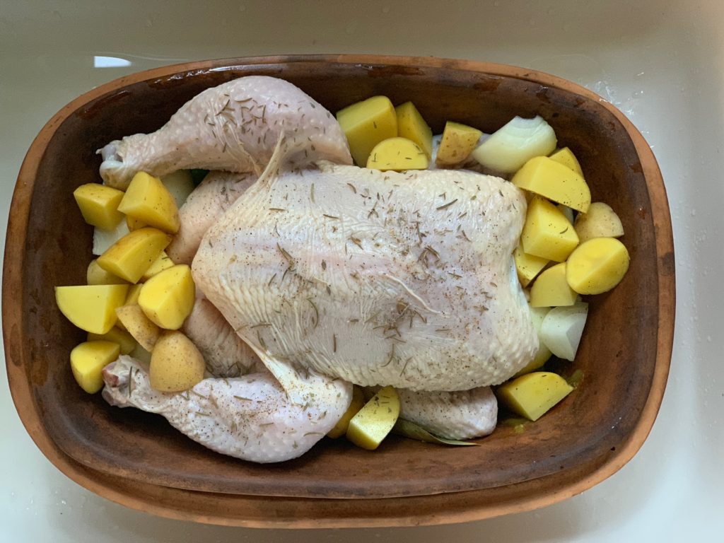 clay pot chicken with veggies