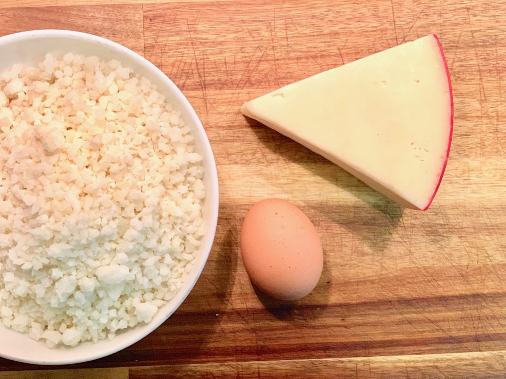 riced cauliflower cheese egg