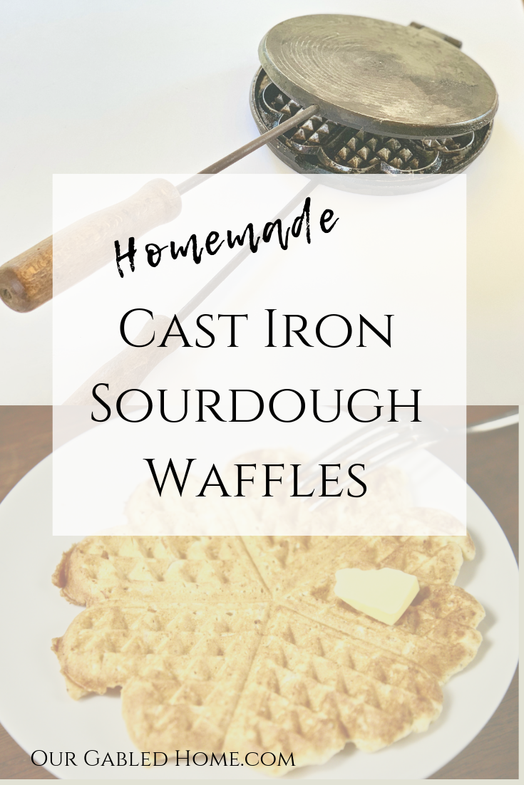 homemade cast iron sourdough waffles