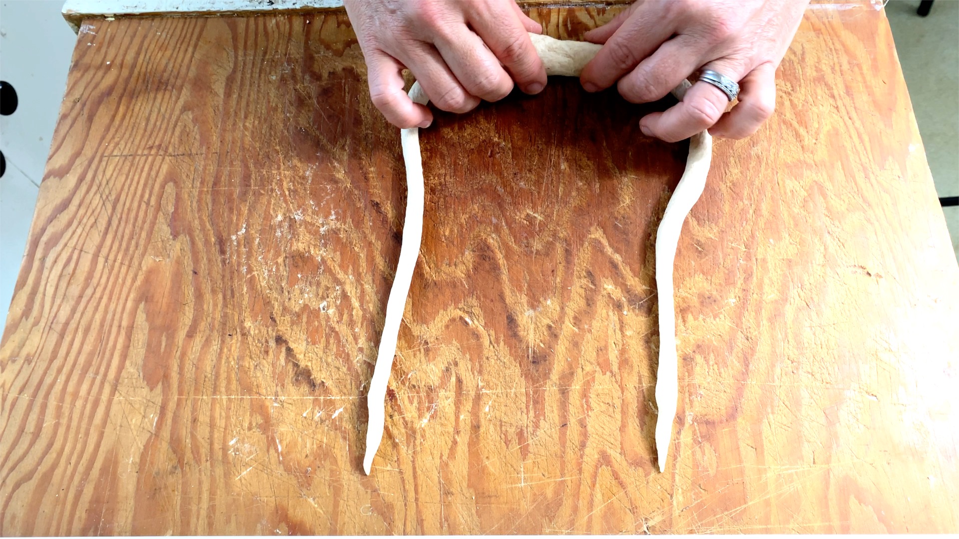 shaping pretzels