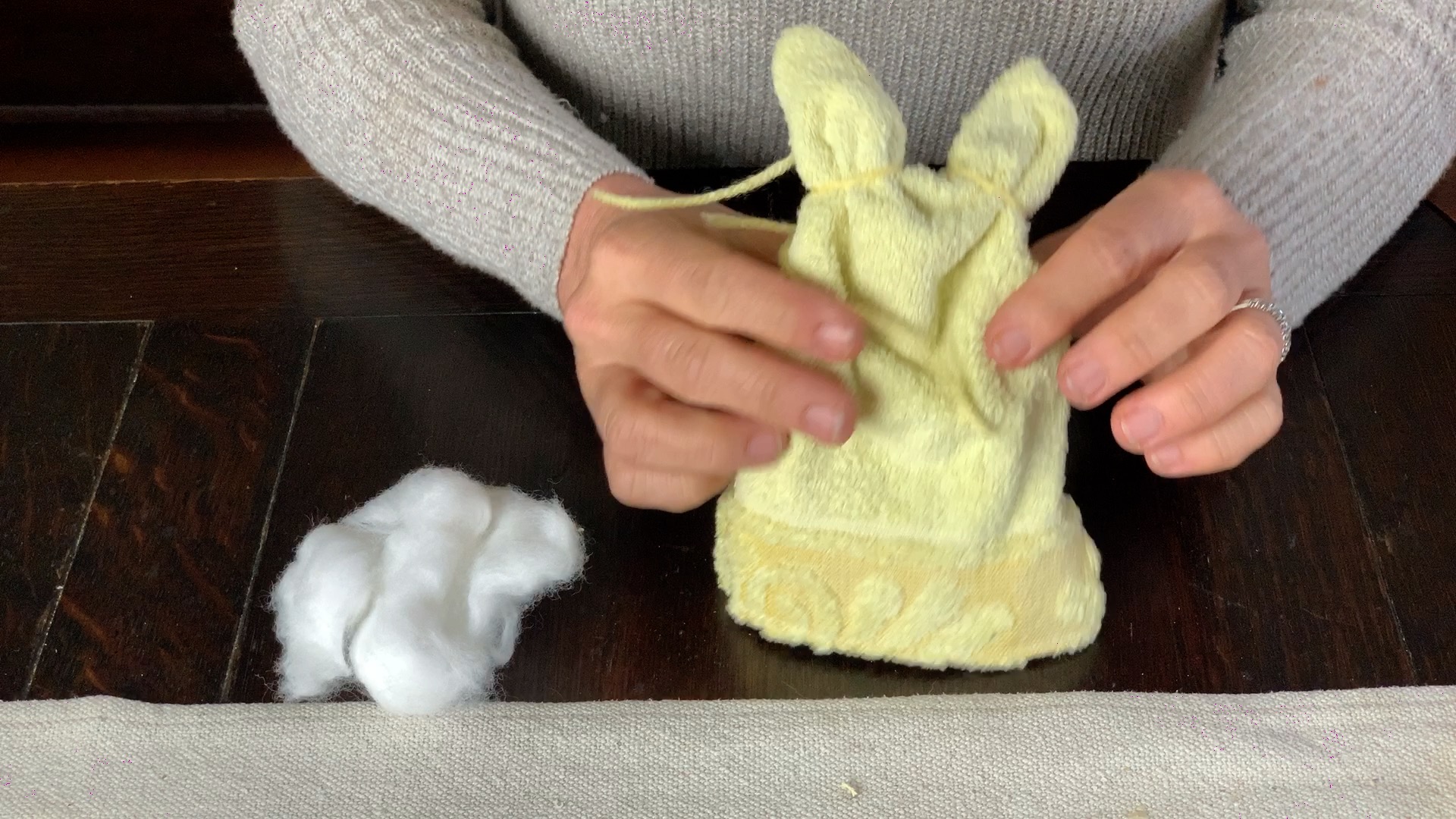 DIY washcloth bunny