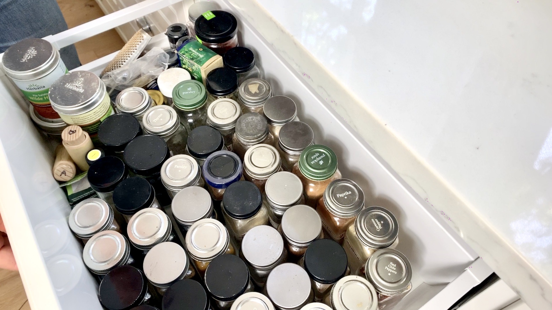 spice drawer unorganized