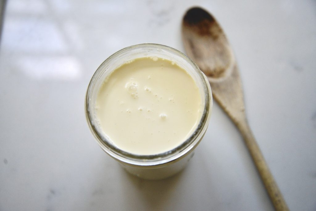 raw cream on counter for butter making