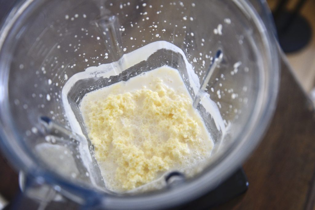 churning butter in blender