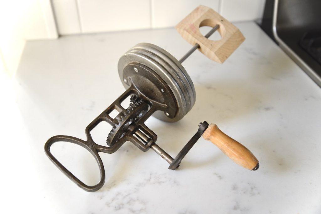 old-fashioned hand crank butter churn
