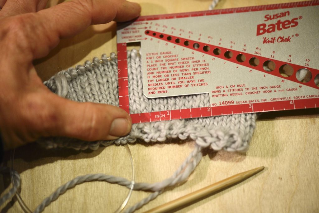 knit-check or stitch gauge 