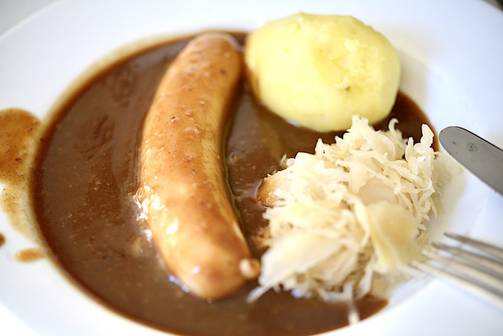 Silesian gingerbread sauce with potatoes and sauerkraut
