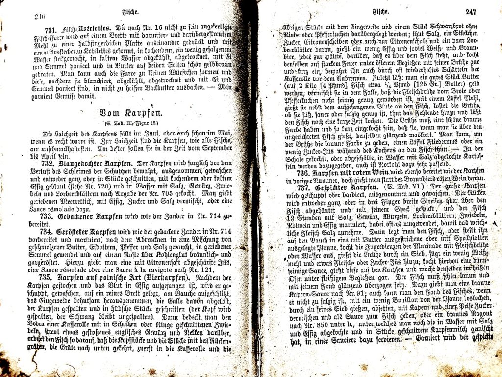 page from an old German cookbook with the gingerbread sauce recipe