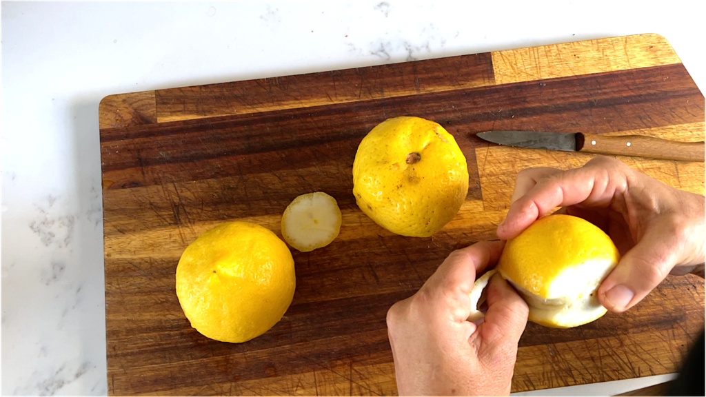 peeling the lemons