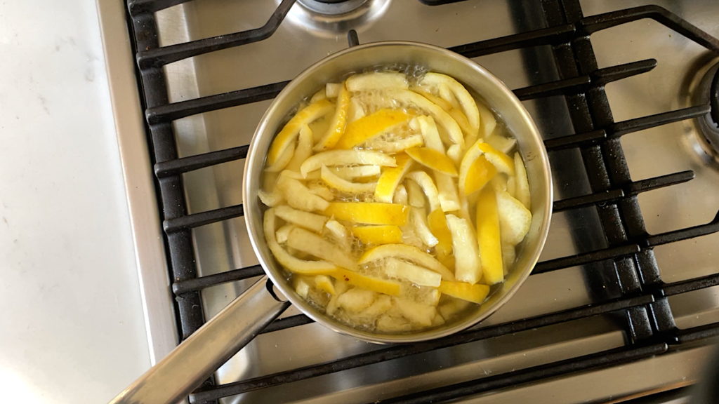 boil lemon peel in water