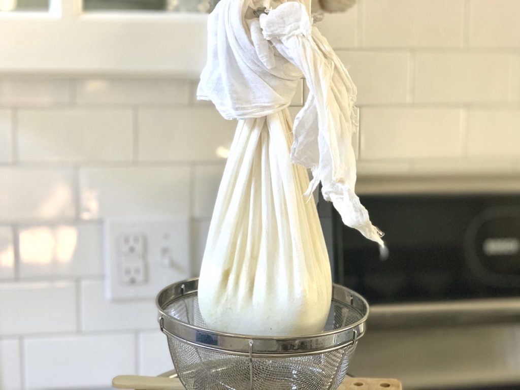 straining quark in cheesecloth