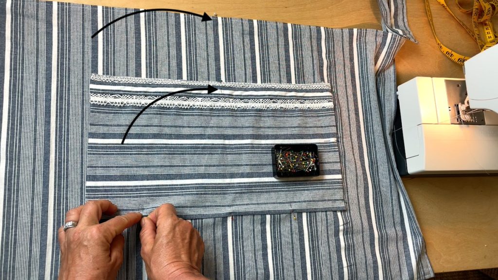 pinning the pocket to the half apron