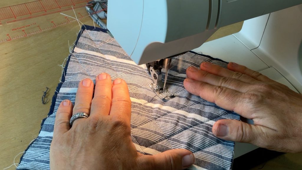 quilting the potholder